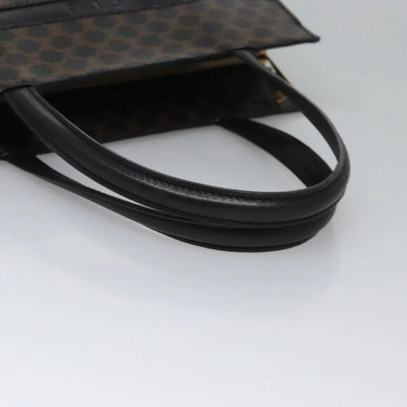 CELINE Macadam Canvas Hand Bag PVC Leather Black Brown Auth bs23202 - Picture 8 of 16